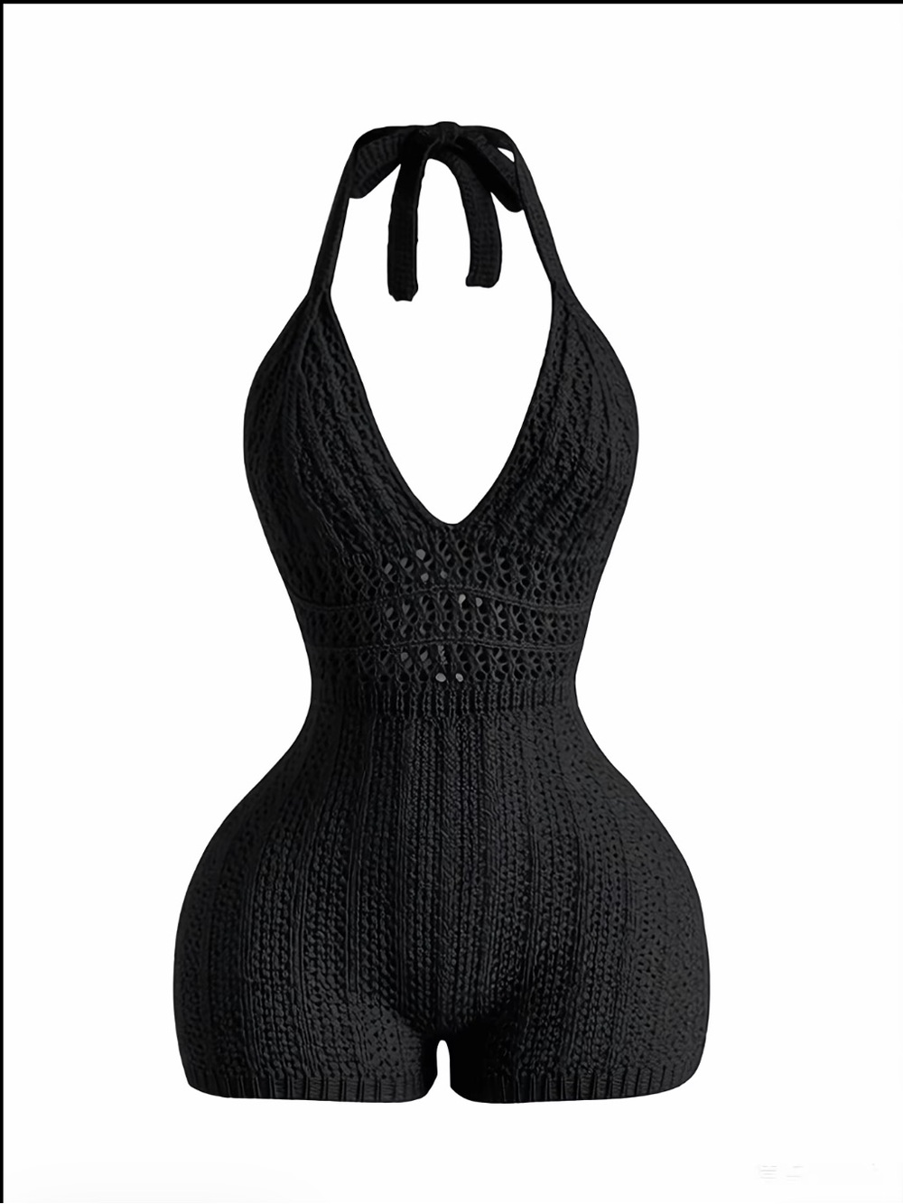 Knitted halter sleeveless one piece jumpsuit